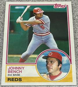 lot 364 image: 1983 Topps Baseball Card #60 - Johnny Bench Cincinnati Reds