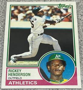 lot 367 image: 1983 Topps Baseball Card #180 - Rickey Henderson Oakland Athletics