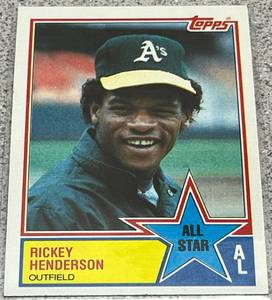 lot 370 image: 1983 Topps Baseball Card #391 - Rickey Henderson All Star Oakland As