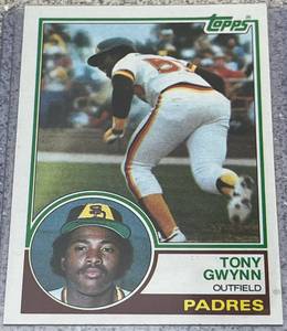 lot 374 image: 1983 Topps Baseball Card #482 - Tony Gwynn Rookie San Diego Padres