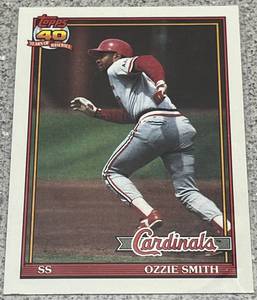 lot 393 image: 1991 Topps Baseball Card #130 - Ozzie Smith St. Louis Cardinals