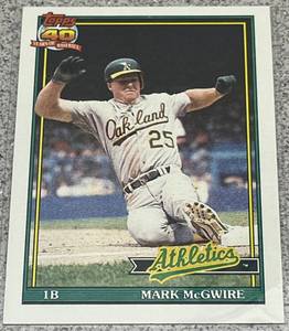 lot 395 image: 1991 Topps Baseball Card #270 - Mark McGwire Oakland Athletics
