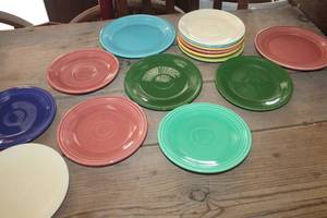 lot 1380 image: Fiesta Dessert Plates and Cup Saucers