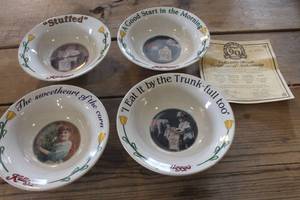 lot 1395 image: Vtg. Kelloggs Cereal Bowls wAuthenticity Paper