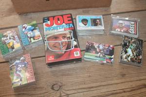 lot 1421 image: Vintage Football Cards & Joe Montana VHS NIP