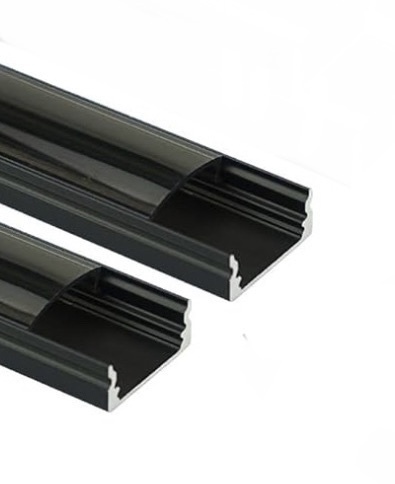 lot 58 image: 5 Muzata 3.3FT1M LED Channel Black Aluminum U Shape LED Strip Channel with Transparent Smoky Black Cover - Lights sold Separately