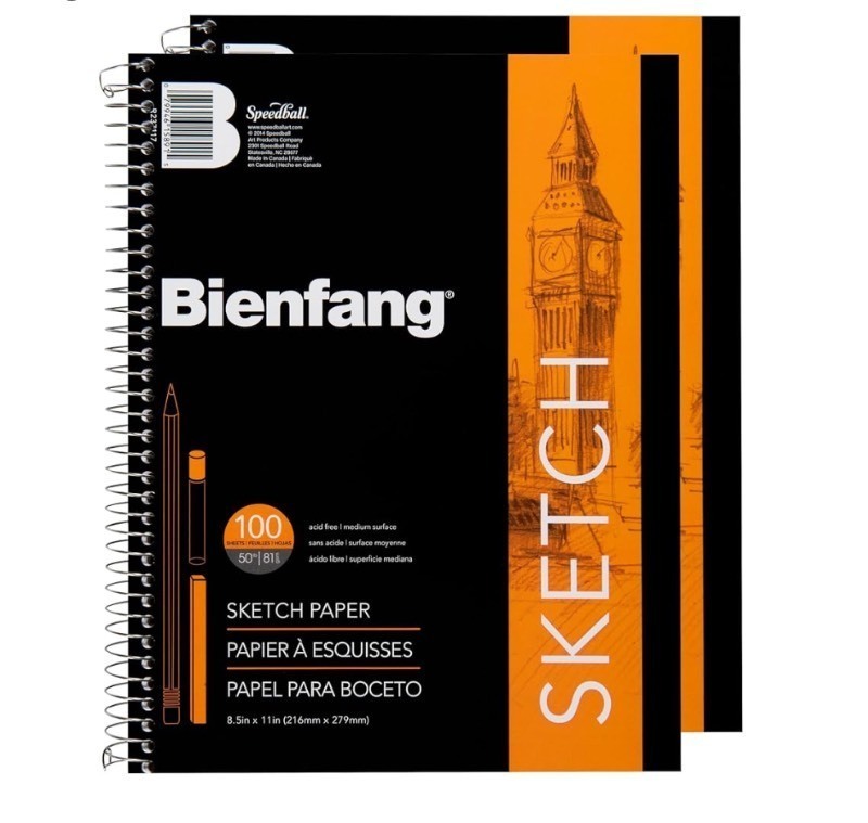 lot 64 image: Bienfang Sketch Pad Small (2-Pack) 100 Sheets of 60lb 90gsm Art Paper, Spiral Bound Sketch Book Drawing Notebook