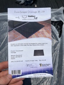 lot 63 image: Dura-Scraper Drainage 48 in. x 72 in. Black Commercial Rubber IndoorOutdoor Door Mat