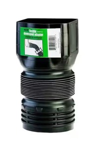 lot 56 image: Bundle of 4 Pieces FLEX Drain 3 in. x 4 in. x 4 in. Black Copolymer Downspout Adapter black