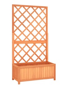lot 9 image: VidaXL Garden Trellis Planter Brown 27.6x11.8x53.1 Solid Firwood