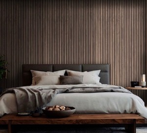 1 Piece TAWNY 9.5” X 94 ½” 3D WOOD Designed SLAT FLUTED SOUND ABSORBING WALL PANEL