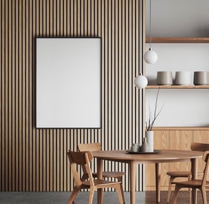 lot 83 image: 1 Piece Acoustic Wood Designed Slat Wall Panel, Soundproof Interior Decor - National Oak 8 x 93.5