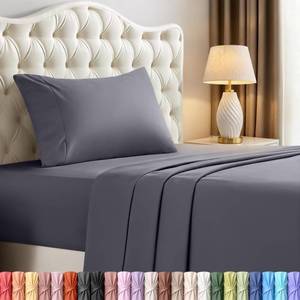 lot 9401 image: Utopia Bedding Twin Sheet Set 3 Piece Bed Sheets for Twin Size Bed, Soft and Breathable Microfiber, Includes 1 Fitted Sheet, 1 Flat Sheet and 1 Pillowcase Oeko Tex (Grey) - Retail $15