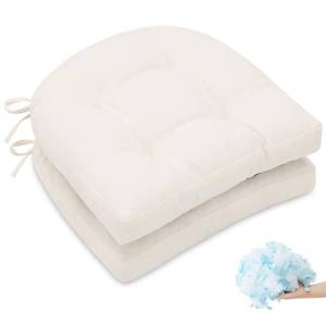 lot 9403 image: Tromlycs Chair Cushions for Dining Chairs Kitchen Seat Cushions Room Set of 2 Pads with Ties Indoor Non Slip Office 18 x 18 Inch, Light Cream - Retail $36