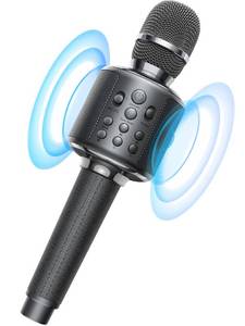 lot 9415 image: Wireless Bluetooth Karaoke Microphone, Built-in Loud Speaker for 10H Playback, Add ReverbDuet ModeEarbuds Monitoring, Portable Karaoke Machine for Entertainment & Singing Practice (Black&Red) - Retail $32