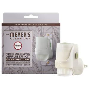 lot 9416 image: MRS. MEYERS CLEAN DAY Premium Scented Oil Diffuser Kit, Lavender, 1 warmer and .67 fl oz refill - Retail $10