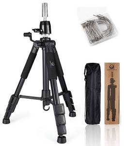 lot 9420 image: QISHI YUHUA Wig Stand Tripod with Non-Slip Base Adjustable Mannequin Head Stand with Hook Heavy Duty Manikin Head Tripod - Retail $35
