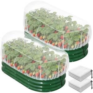 lot 9425 image: 2PCS Garden Netting for Raised Beds, 4.8 X 2.2FT Garden Raised Bed Cover with Drawstring, Plant Netting for Garden Protection, Insect Bird Pest Barrier for Vegetables Fruits Flowers Crops - Retail $19