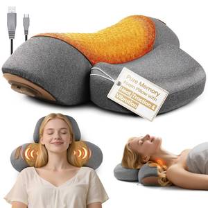 lot 9443 image: Leedpart 3-in-1 Neck Massager Pillow, Neck Massager for Pain Relief Deep Tissue, Massage Pillow with Heat, Vibration & Airbag Traction, 3D Ergonomic Cervical Hump Corrector Massage for Home Office - Retail $38