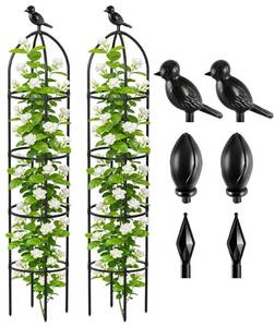 lot 9445 image: Fabulas Obelisk Trellis for Climbing Plants, 6 Ft Garden Obelisk Trellis Rustproof Plastic Coated Metal Vine Plant Support Cage for Pots, Morning Glory, Clematis, Rose, Indoor and Outdoor Use, 1 Pack