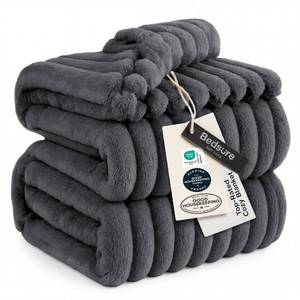 lot 9446 image: Bedsure GentleSoft Grey Fleece Queen Blanket for Couch - Cozy Soft Blankets for Women, Cute Small Throws for Girls, 90x90 Inches - Retail $33