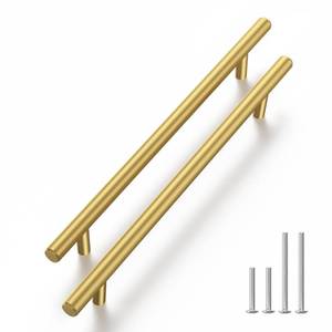 lot 9450 image: Haliwu 10 Pack 6-14 Inch Gold Cabinet Handles Kitchen Cabinet Handles for Drawer Pulls Brushed Gold Pulls Stainless Steel Modern Hardware for Bathroom - Retail $21