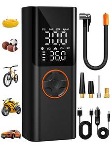 lot 9451 image: AIRSURE Tire Inflator Portable Air Compressor, 150PSI Cordless Tire Pump with USB Output, 12V DC Car Plug & Dual Power 6000mAh, Fast Inflation Air Pump for Cars, Bikes, Motorcycles and Balls - Retail $25