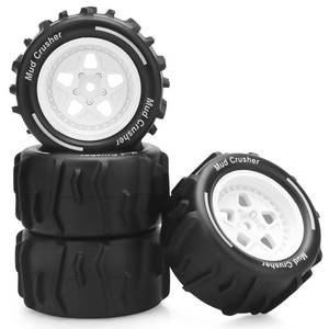 lot 9462 image: 118 RC Wheels and Tires, daitoku 12mm Hex Hub RC Car Beach Tires for ARRMA118 Granite GROM - White - Retail $18