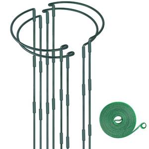 lot 9463 image: HiGift 4 Pack Height Adjustable Metal Plant Support (36 H or 24 H or 12 H), Heavy Duty Peony Cages and Supports, Half Round Tall Plant Support Ring for Outdoor Indoor Plant Hydrangea Flower - Retail $28