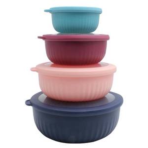 lot 9464 image: COOK WITH COLOR Prep Bowls with Lids- Wide and Deep Nesting Plastic Small Mixing Bowl Set with Lids, 8 Piece Set - Wide Bowls, Navy - Retail $25