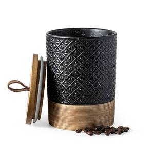 lot 9475 image: Miamolo Ceramic Jar with Lid, Airtight Coffee Container, Kitchen Food Storage Jar for Coffee Bean Spice Sugar Cookie, Stackable Decorative Jars for Housewarming Gift, Coffee Bar Decor, Black 28 fl.oz - Retail $27
