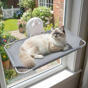 lot 9476 image: Cat Window Perch for Small Window,Cordless Cat Window Hammock,Cats Seat for Windowsill,Foldable Cats Windows Bed for Large Cats with Suction Visualization Pwerful Suction Cups - Retail $25