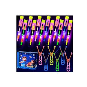 lot 9480 image: SCIONE 24 Sets LED Flying Set, 24 Slingshot24 Glow Helicopter-48 Pcs, Flying Toy Outdoor Toys Glow in The Dark Party Supplies Party Favors for Kids 8-12,4-8 - Retail $13