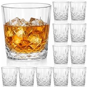 lot 9485 image: Yungyan 12 Pcs Plastic Clear Whiskey Glasses, 10 oz Unbreakable Reusable Old Fashioned Glasses for Men for Cocktail Rum, Bourbon, Vodka, and Liquor (Clear) - Retail $25