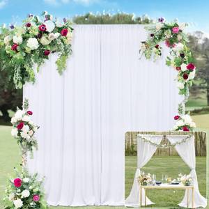 lot 19719 image: 10x10FT White Backdrop Curtains for Parties - White Wedding Backdrop for Baby Shower Birthday Photo Home Party Curtains Backdrop 5x10FT 2 Panels, One size - Retail $23