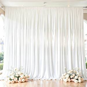 lot 19720 image: White Satin Backdrop Curtains 2 Panels - Glitter Photo Drapes for Baby Shower, 10x10FT Shimmer Back Drop Cloth, Wrinkle Free for Birthday Party Prom Wedding Stage Background - Retail $29