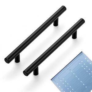 lot 19724 image: Ravinte 30 Pack  7.38 Cabinet Pulls Matte Black Stainless Steel Kitchen Drawer Pulls Cabinet Handles 7-38Length, 5 Hole Center with Mounting Template - Retail $30