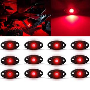 lot 19731 image: Red Rock Light 12pods 6000k Pure Red Led Rocks Lights Kit Ip68 Waterproof 47inch Extension Wires for ATV Rv Utv SUV Offroad Pickup Trucks Golf Boat Cars Trailers Fender Underglow Lighting (Red) - Retail $40