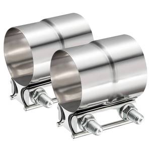 lot 19732 image: TIROL 2.25 Exhaust Clamp, 2.25 inch Lap Joint Band Stainless Steel Muffler Clamp for Joining to 2.25 ID Exhaust Pipe, Muffler Pipe 2Pcs - Retail $16