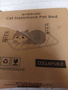 lot 19743 image: Amosijoy Collapsible Cat Hammock Pet Bed - Retail $30