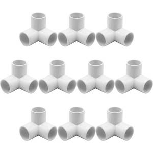 lot 19762 image: YSIL 3 Way PVC Fittings 1-12 Inch Furniture Grade Elbow Connector Pipe Fittings for DIY PVC Structure and Frame,fits 1-12 SCH 40 Pipes (10 Pack) - Retail $28