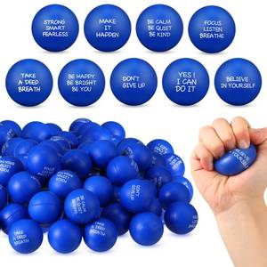 lot 25919 image: Shappy 72 Pcs Inspirational Stress Relief Balls Motivational Stress Ball Encouraging PU Bulk Balls for Adults Small Therapy Fidget Relief Toys for Valentines Gifts (Blue) - Retail $28