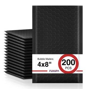 lot 25925 image: Fuxury Black Bubble Mailers 4x8 200 Pack Waterproof Padded Envelopes Self Seal Bubble Envelopes Usable Size 4x7 Padded Mailers for Small Business Shipping Envelope Mailers - Retail $31