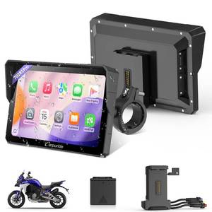 lot 25937 image: Carpuride W702RS PRO Motorcycle GPS Wireless CarplayAndroid AutoRadar BSD, 7 Waterproof Motorbike Touch Screen, with BM05 Mount, Bluetooth Trans, Intercom,Wired Controller, Navigation - Retail $235