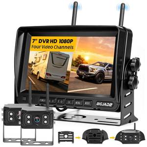 lot 25940 image: Wireless Backup Camera - Rv Backup Camera with HD 7 Monitor - Dual Back Up Camera Systems for Truck - IP69 Waterproof Rv Camera with DVR, Night Vision for Rv, Truck, Trailer and Camper - Retail $120