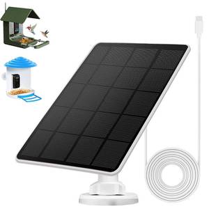 lot 25947 image: Solar Panel for Bird Feeder, Continuously 3W Power Supply for Bird Feeder Camera, Type-C Plug,360 Adjustment Bracket White