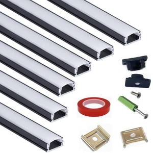 lot 28148 image: THMOOTHER 6-Pack 16-Inch U Shape Surface Mounted LED Strip Black Channel with Anti UV Diffuser - Versatile Lighting Solution for Elegant Ambiance and Enhanced Illumination - Retail $16
