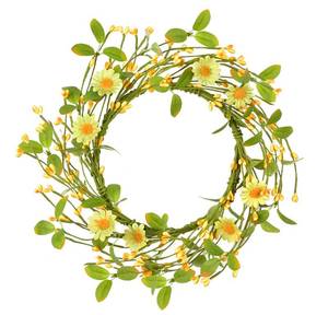lot 28169 image: LSKYTOP Artificial Yellow Wreath with Berries and Daisy Flower Wildflower Spring Summer Wreath for Door Wall Wedding Decor,11inch