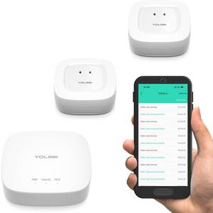 lot 28173 image: YoLink Water Leak Starter Kit Hub  2 Leak Sensor 1 (Silent), LoRa Long-Range, AppSMSEmail Alerts, D2D Offline Triggers, 2 AAA Up to 5-Year Battery, Compatible with AlexaIFTTTHome Assistant - Retail $40