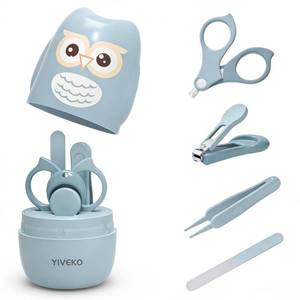 lot 28180 image: YIVEKO Baby Nail Kit, 4-in-1 Baby Nail Care Set with Cute Case, Baby Nail Clipper, Scissor, Nail File & Tweezer, Baby Manicure Kit and Pedicure kit for Newborn, Infant, Toddler, Kids-Owl Blue - Retail $9